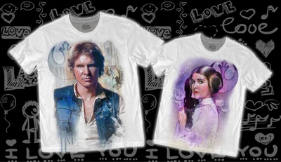 Футболки с полной запечаткой: парные - star wars хан лея (2)